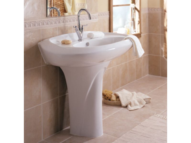 3601-CWH Large White Oval Pedestal with Single Hole
